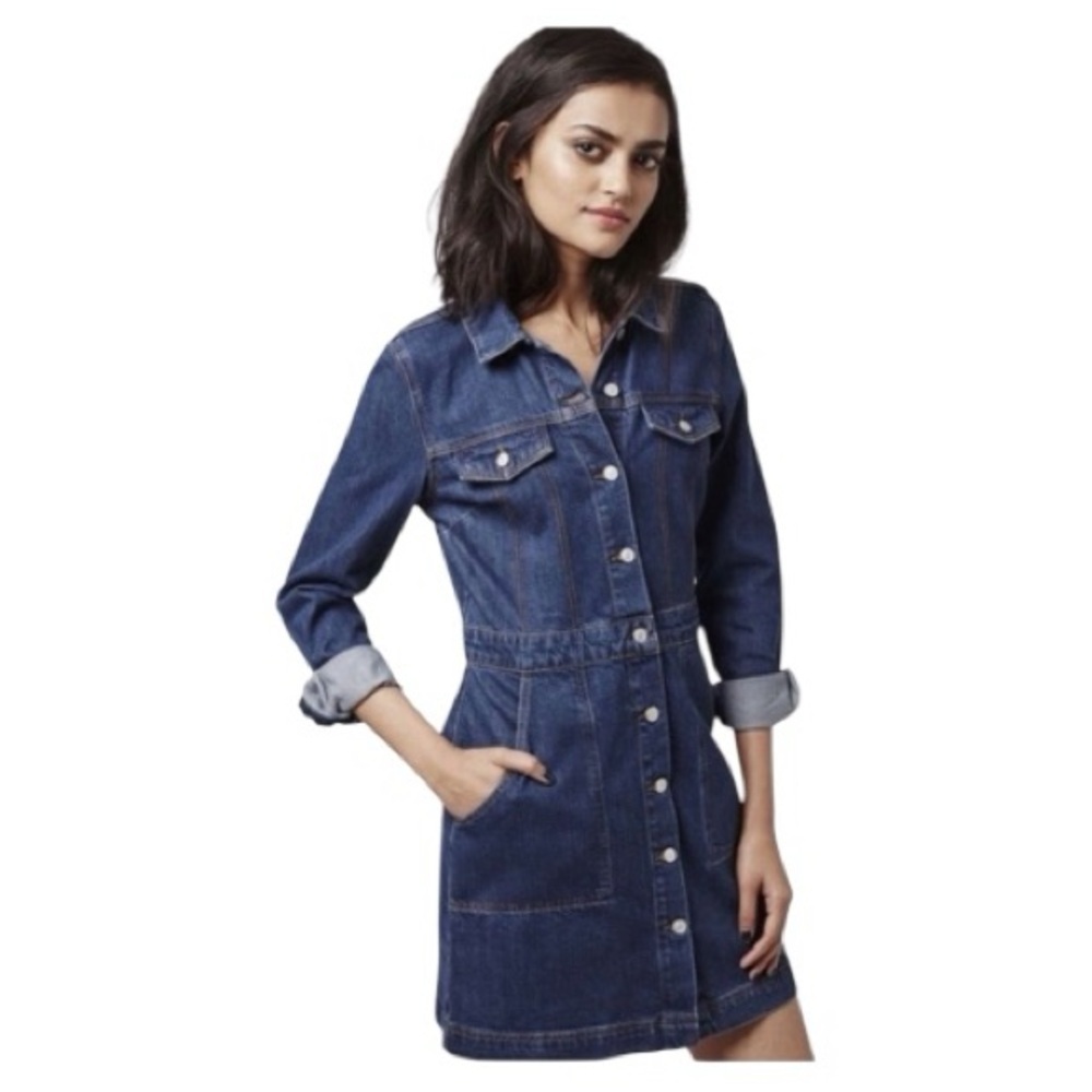 Topshop Denim Long Sleeve Button Down Dress size 4